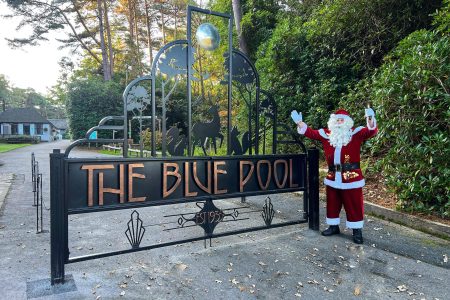 Santa at The Blue Pool gates