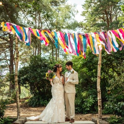 Wedding couple in ceremony area